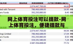 网上体育投注可以提款-网上体育投注，便捷提款与风险并存的双重世界