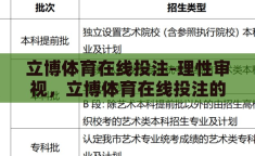 立博体育在线投注-理性审视，立博体育在线投注的利与弊