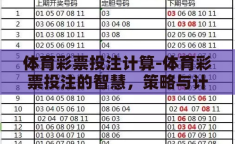 体育彩票投注计算-体育彩票投注的智慧，策略与计算的艺术