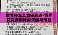 世界杯怎么竞猜买球-世界杯竞猜买球的乐趣与策略