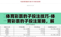 体育彩票豹子投注技巧-体育彩票豹子投注策略，解锁中奖秘籍