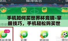 手机如何买世界杯竞猜-掌握技巧，手机轻松购买世界杯竞猜指南