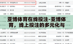 亚博体育在线投注-亚博体育，线上投注的多元化与挑战
