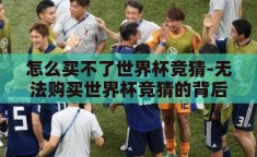 怎么买不了世界杯竞猜-无法购买世界杯竞猜的背后，原因与应对策略