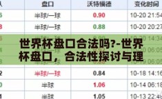 世界杯盘口合法吗?-世界杯盘口，合法性探讨与理性观赛指南