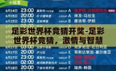 足彩世界杯竞猜开奖-足彩世界杯竞猜，激情与智慧的碰撞