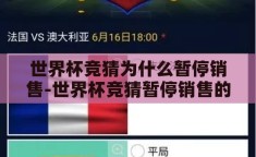 世界杯竞猜为什么暂停销售-世界杯竞猜暂停销售的背后逻辑
