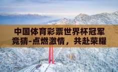 中国体育彩票世界杯冠军竞猜-点燃激情，共赴荣耀，中国体育彩票世界杯冠军竞猜的魅力与挑战