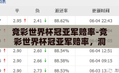 竞彩世界杯冠亚军赔率-竞彩世界杯冠亚军赔率，洞察胜负的数字游戏
