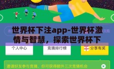 世界杯下注app-世界杯激情与智慧，探索世界杯下注APP的魅力与风险