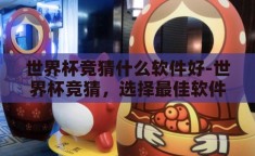 世界杯竞猜什么软件好-世界杯竞猜，选择最佳软件的智慧指南