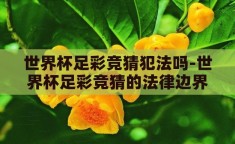 世界杯足彩竞猜犯法吗-世界杯足彩竞猜的法律边界