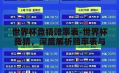 世界杯竞猜赔率表-世界杯竞猜，深度解析赔率表与决策智慧