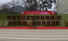 哪里可以买世界杯竞猜-世界杯竞猜，何处寻觅激情与乐趣的交汇点