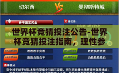 世界杯竞猜投注公告-世界杯竞猜投注指南，理性参与，乐享赛事