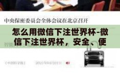 怎么用微信下注世界杯-微信下注世界杯，安全、便捷的观赛新体验