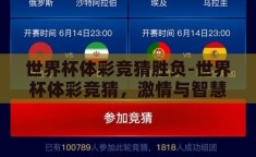世界杯体彩竞猜胜负-世界杯体彩竞猜，激情与智慧的碰撞