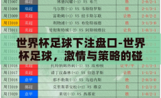世界杯足球下注盘口-世界杯足球，激情与策略的碰撞——下注盘口的艺术