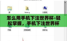 怎么用手机下注世界杯-轻松掌握，手机下注世界杯的实用指南