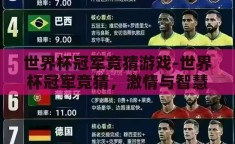 世界杯冠军竞猜游戏-世界杯冠军竞猜，激情与智慧的碰撞