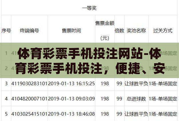 体育彩票手机投注网站-体育彩票手机投注,便捷、安全与乐趣的完美融合 体育彩票手机投注网站-体育彩票手机投注,便捷、安全与乐趣的完美融合