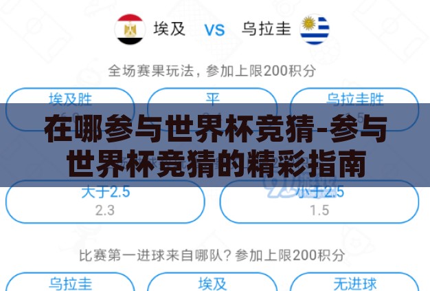 在哪参与世界杯竞猜-参与世界杯竞猜的精彩指南 在哪参与世界杯竞猜-参与世界杯竞猜的精彩指南