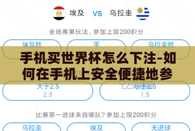 手机买世界杯怎么下注-如何在手机上安全便捷地参与世界杯足球竞猜下注 手机买世界杯怎么下注-如何在手机上安全便捷地参与世界杯足球竞猜下注