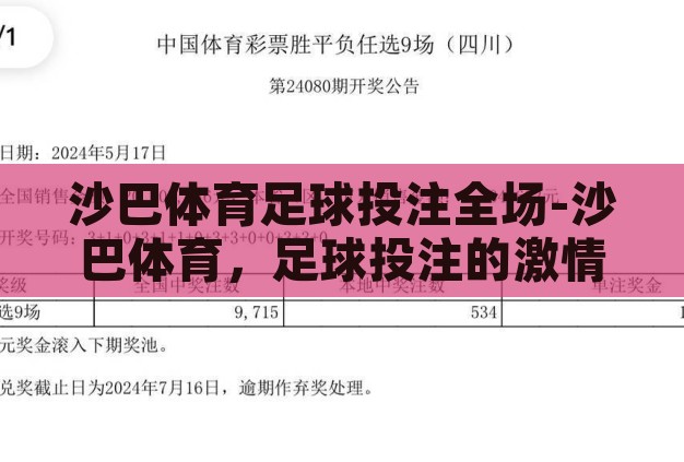 沙巴体育足球投注全场-沙巴体育,足球投注的激情与策略 沙巴体育足球投注全场-沙巴体育,足球投注的激情与策略