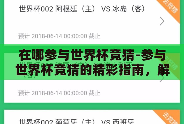 在哪参与世界杯竞猜-参与世界杯竞猜的精彩指南，解锁观赛新体验