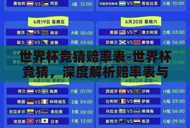 世界杯竞猜赔率表-世界杯竞猜，深度解析赔率表与决策智慧