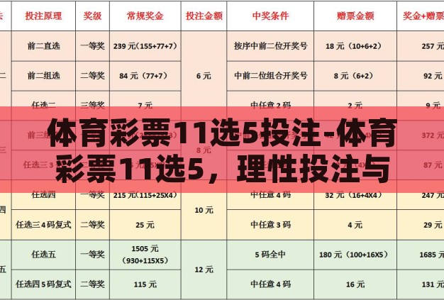 体育彩票11选5投注-体育彩票11选5，理性投注与幸运的碰撞
