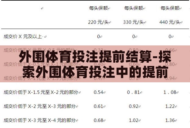 外围体育投注提前结算-探索外围体育投注中的提前结算机制，风险与机遇并存